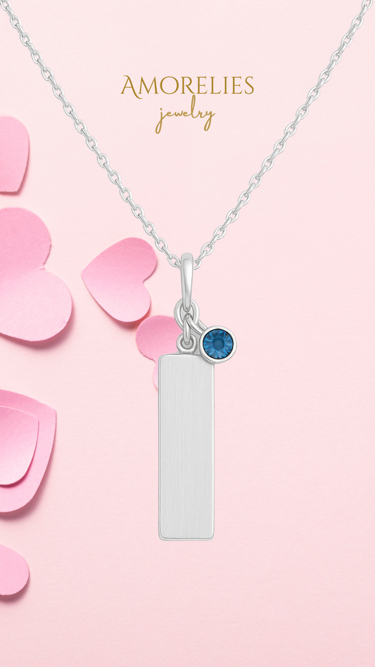 COLLANA CON CIONDOLO INCISO E PIETRA - SILVER