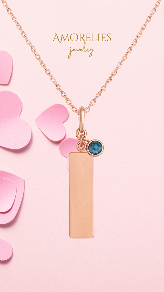 COLLANA CON CIONDOLO INCISO E PIETRA - ROSE GOLD